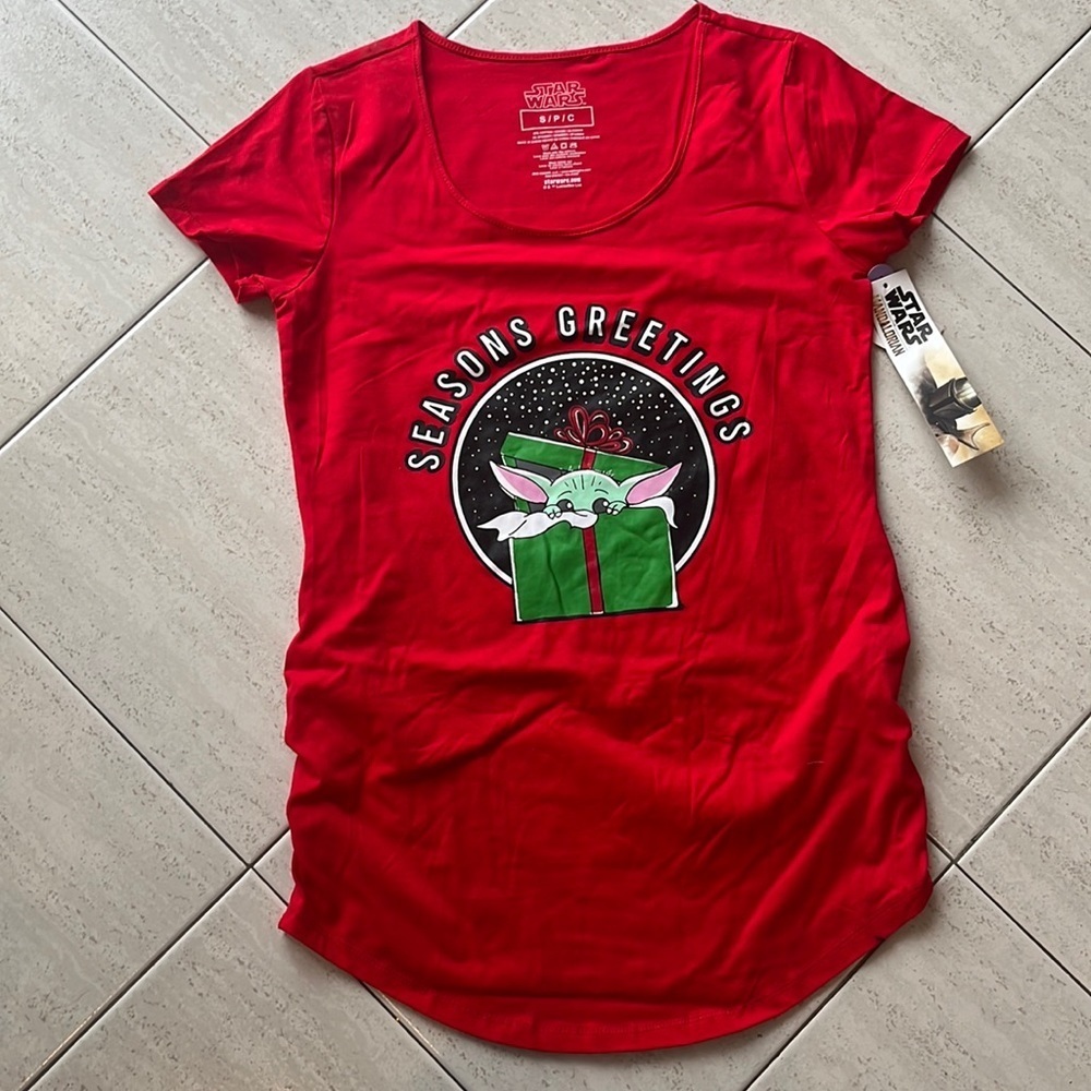 NWT Pregnancy Maternity Shirt Christmas Star Wars size S